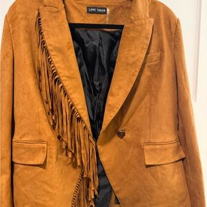 Love Token Women's Brown Fringe Blazer